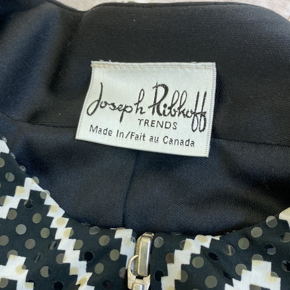 Ladies Joseph Ribkoff Trends Black White Geometric Stripe Zip Up Jacket USA 4/6 - Picture 8 of 8